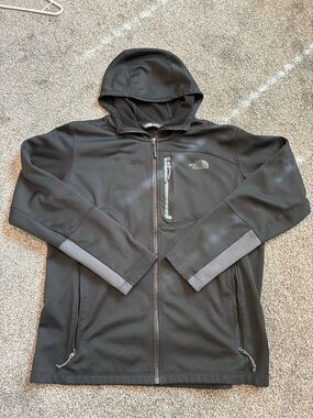 The North Face Men’s Black Hooded Jacket with Gray Trim